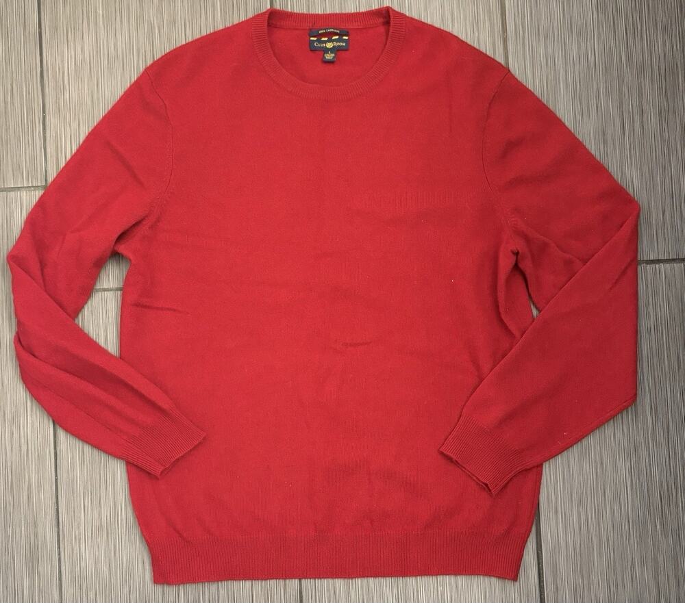 Club Room 2 Ply Cashmere Crewneck Sweater Men’s Size Large Red
